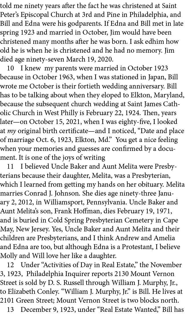 told me ninety years after the fact he was christened at Saint Peter’s Episcopal Church at 3rd and Pine in Philadelph...