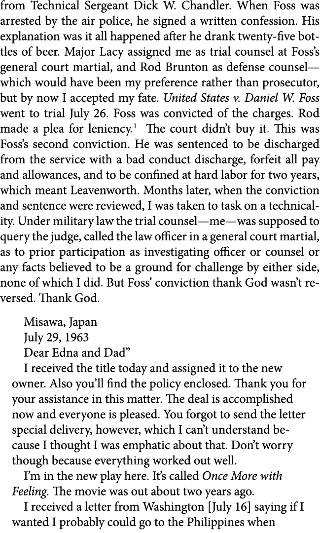 from Technical Sergeant Dick W. Chandler. When Foss was arrested by the air police, he signed a written confession. H...