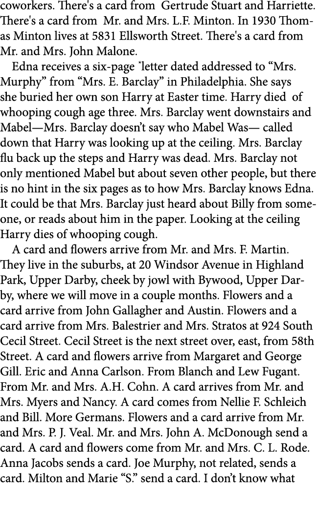 coworkers. There's a card from Gertrude Stuart and Harriette. There's a card from Mr. and Mrs. L.F. Minton. In 1930 T...