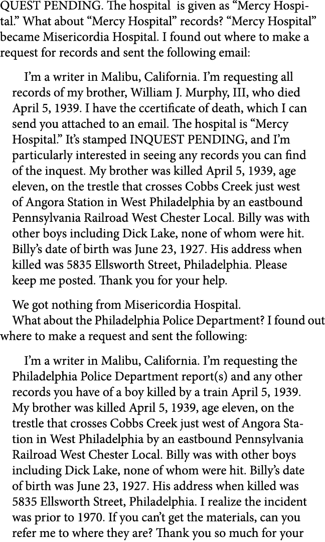 QUEST PENDING. The hospital is given as “﻿Mercy Hospital.” What about “﻿Mercy Hospital” records? “﻿Mercy Hospital” be...