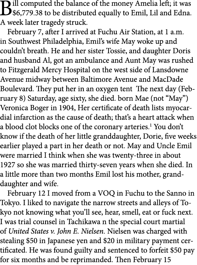 Bill computed the balance of the money Amelia left; it was $6,779.38 to be distributed equally to Emil, Lil and Edna....