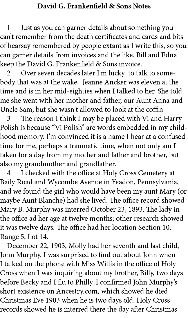 David G. Frankenfield & Sons Notes ﻿ Just as you can garner details about something you can’t remember from the death...