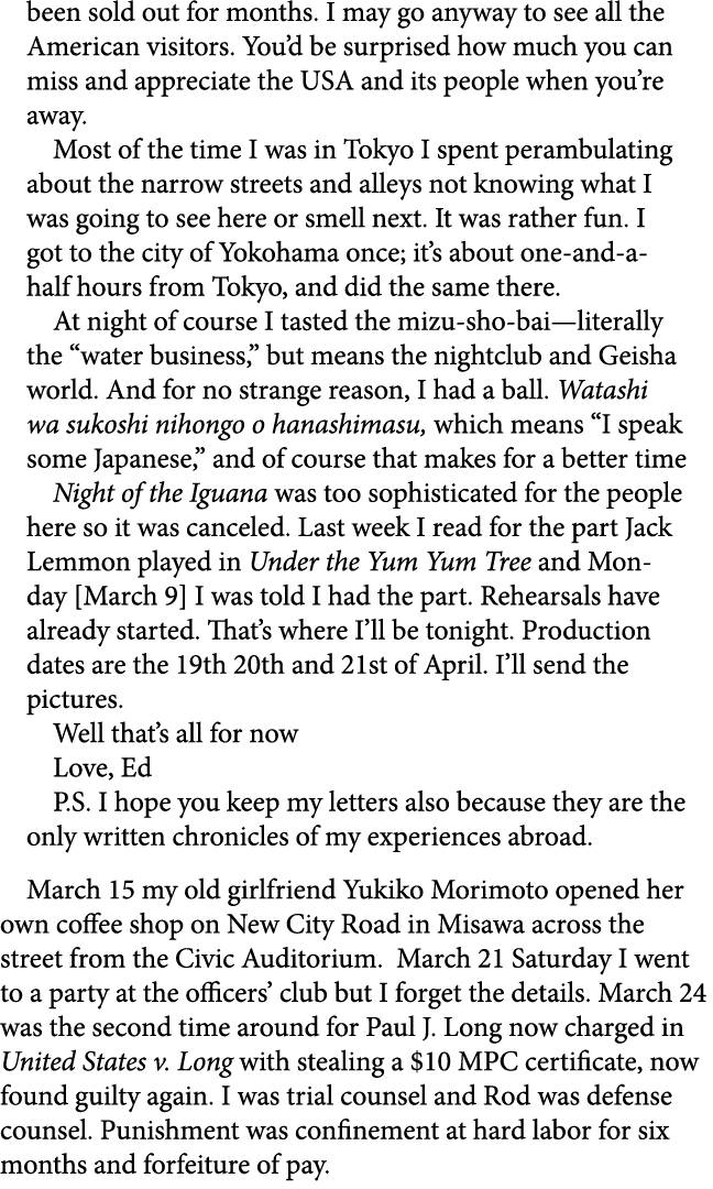 been sold out for months. I may go anyway to see all the American visitors. You’d be surprised how much you can miss ...