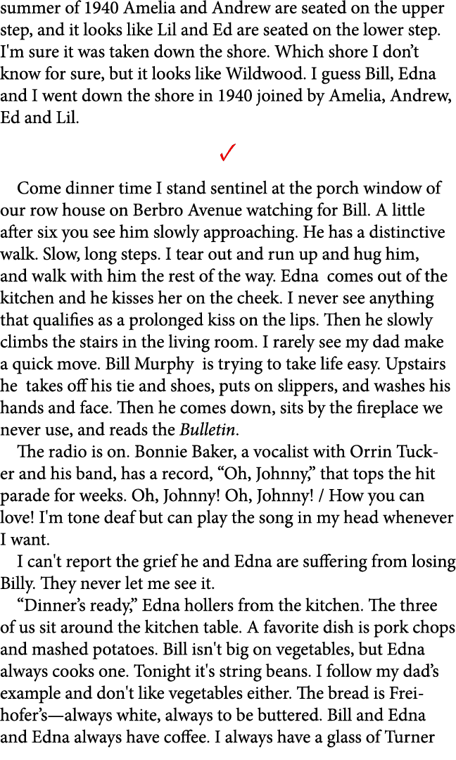 summer of 1940 Amelia and Andrew are seated on the upper step, and it looks like Lil and Ed are seated on the lower s...