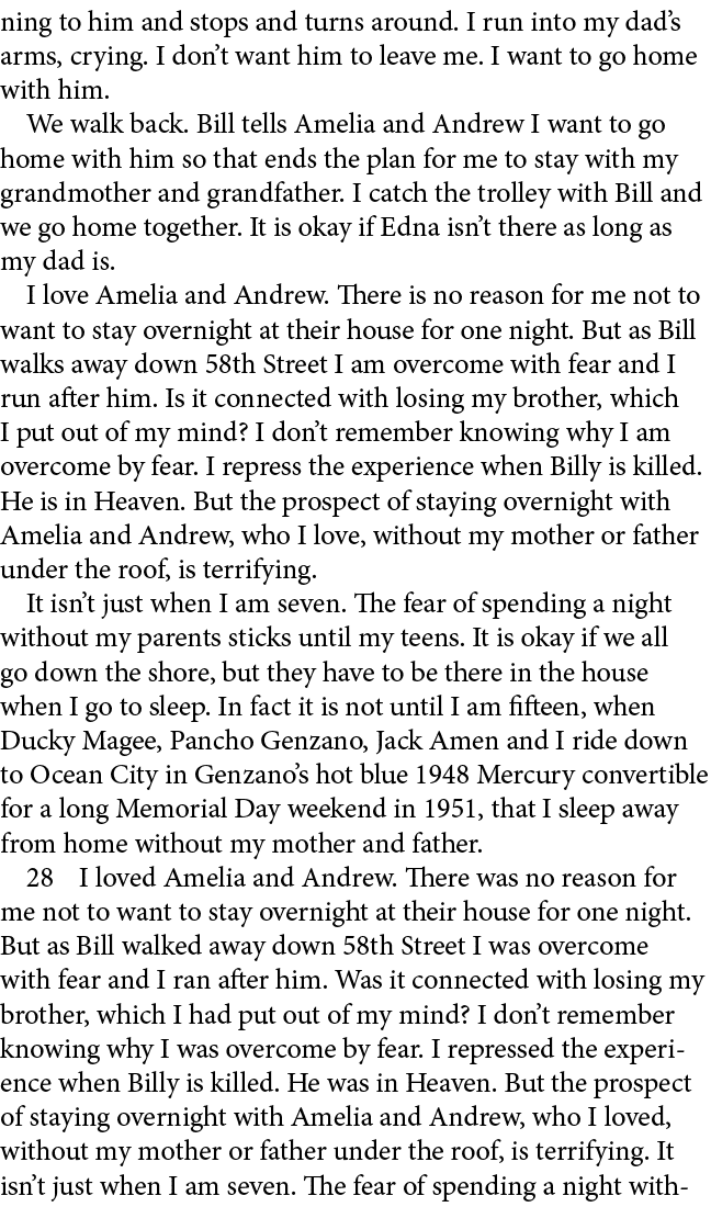 ning to him and stops and turns around. I run into my dad’s arms, crying. I don’t want him to leave me. I want to go ...