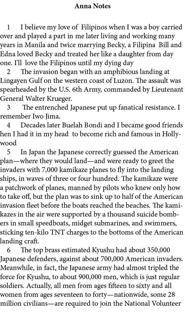 Anna Notes ﻿ I believe my love of Filipinos when I was a boy carried over and played a part in me later living and wo...