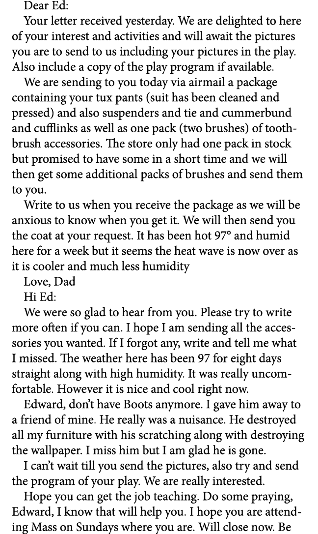 Dear Ed: Your letter received yesterday. We are delighted to here of your interest and activities and will await the ...