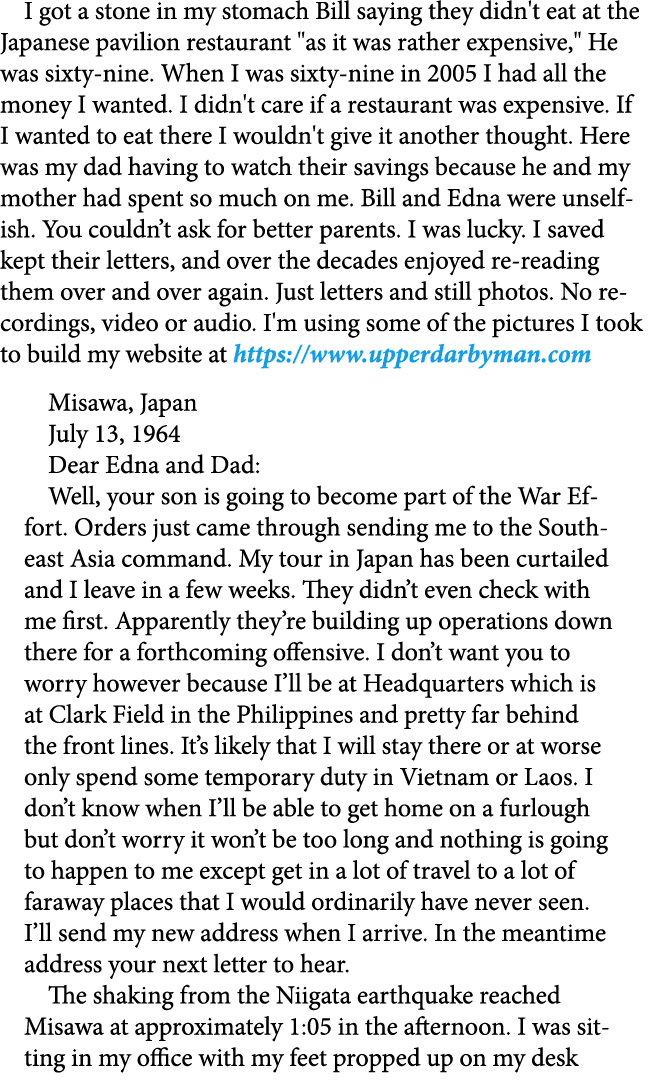 I got a stone in my stomach Bill saying they didn't eat at the Japanese pavilion restaurant \“as it was rather expens...