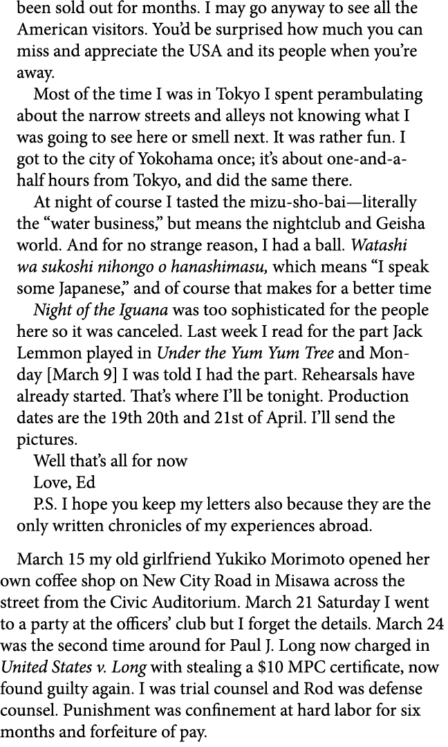 been sold out for months. I may go anyway to see all the American visitors. You’d be surprised how much you can miss ...