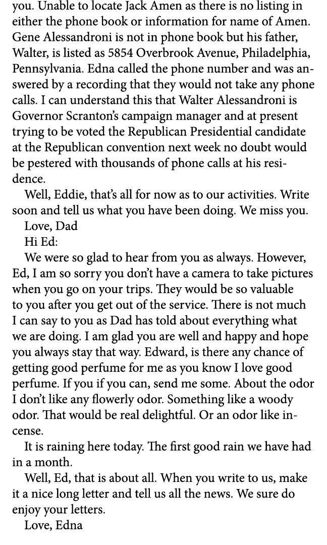 you. Unable to locate Jack Amen as there is no listing in either the phone book or information for name of Amen. Gene...