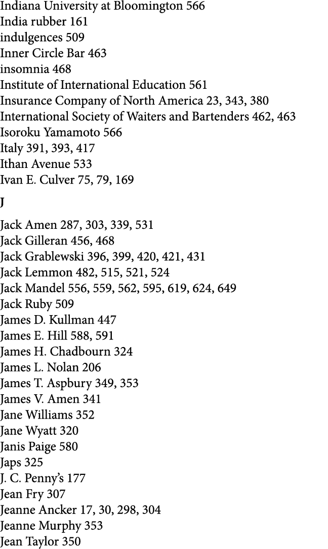 Indiana University at Bloomington 566 India rubber 161 indulgences 509 Inner Circle Bar 463 insomnia 468 Institute of...