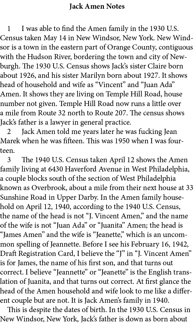 Jack Amen Notes ﻿ I was able to find the Amen family in the 1930 U.S. Census taken May 14 in New Windsor, New York. N...