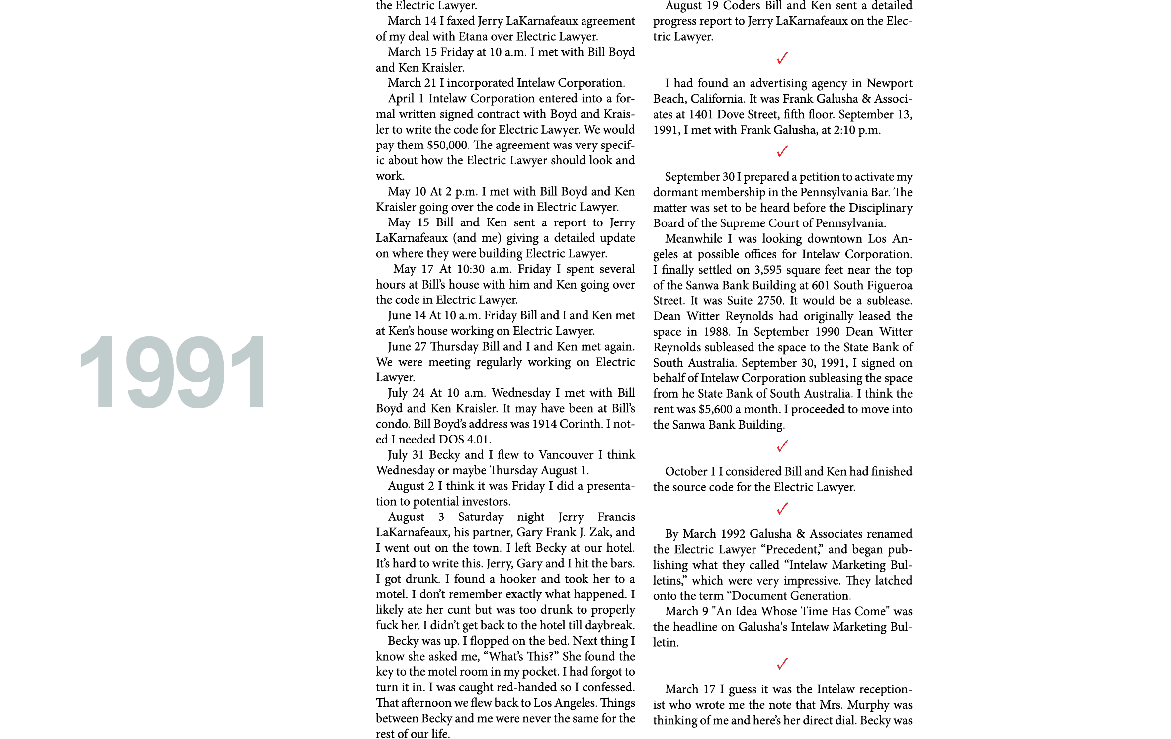 the ﻿Electric Lawyer. March 14￼ I faxed ﻿Jerry LaKarnafeaux agreement of my deal with ﻿Etana over ﻿Electric Lawyer. M...