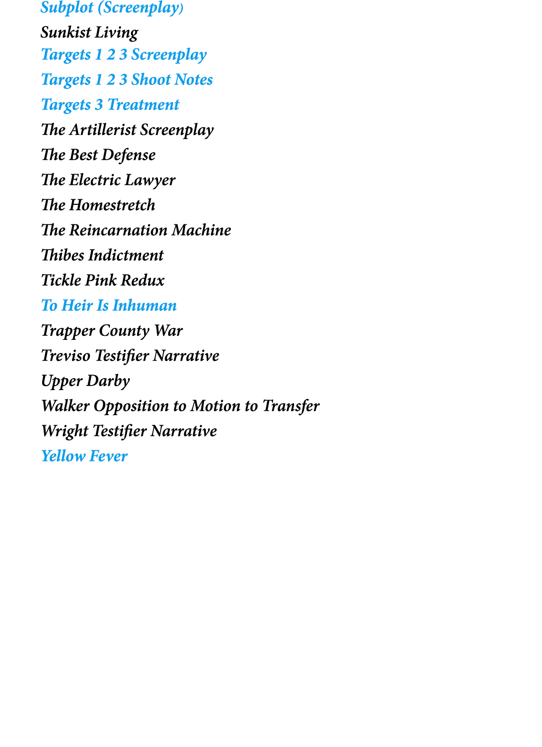 Subplot (Screenplay) Sunkist Living Targets 1 2 3 Screenplay Targets 1 2 3 Shoot Notes Targets 3 Treatment The Artill...