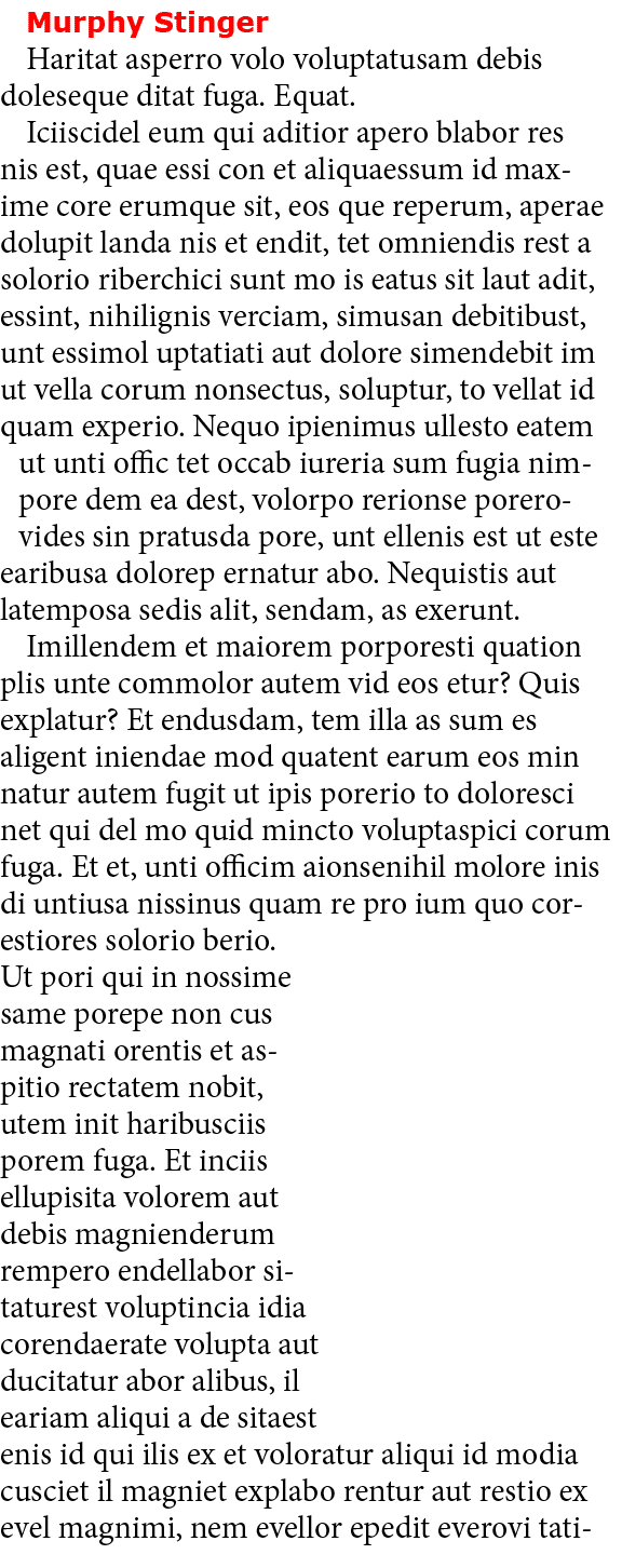 Murphy Stinger Haritat asperro volo voluptatusam debis doleseque ditat fuga. Equat. Iciiscidel eum qui aditior apero ...