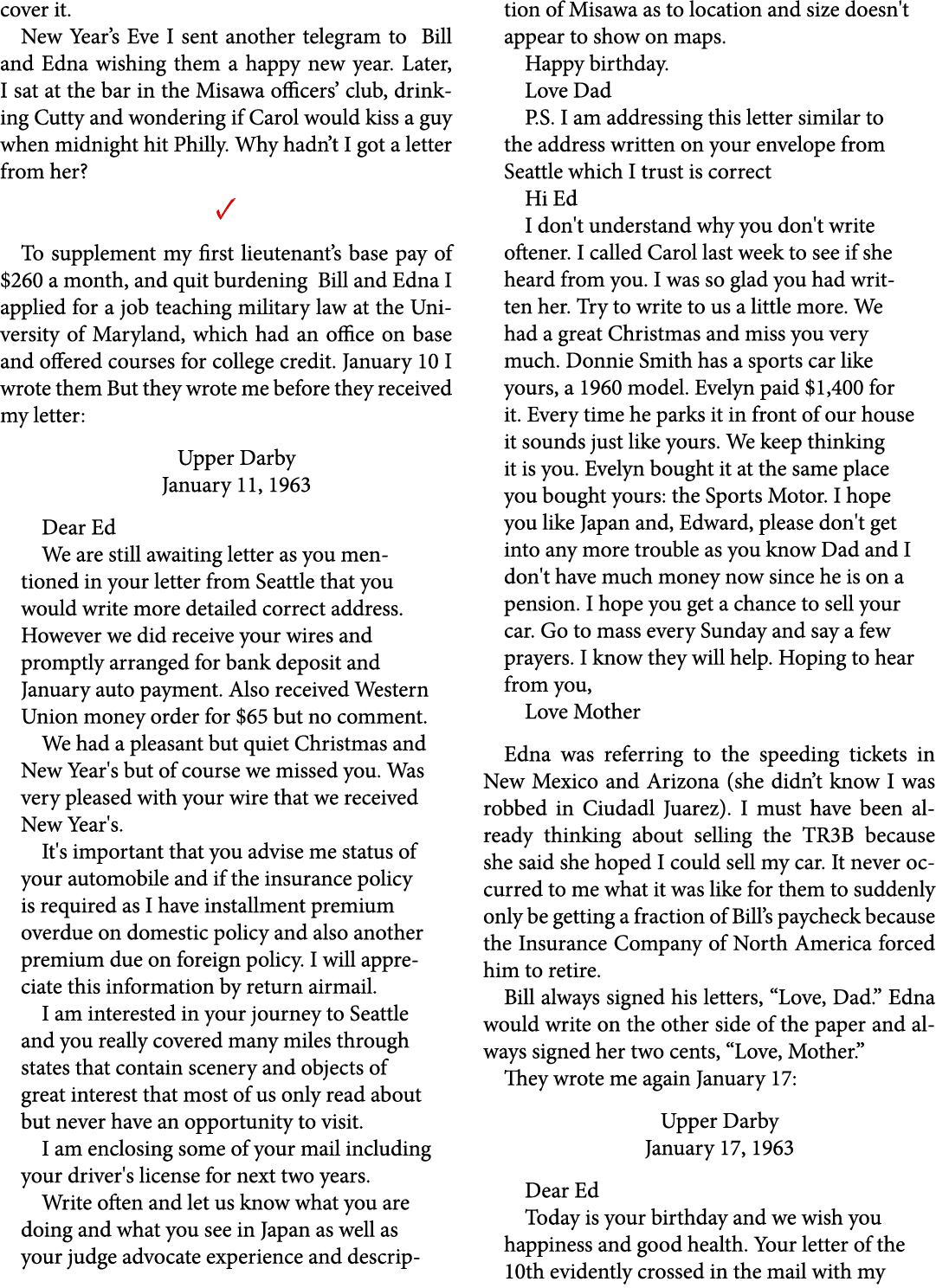 cover it. New Year’s Eve I sent another telegram to Bill and Edna wishing them a happy new year. Later, I sat at the ...
