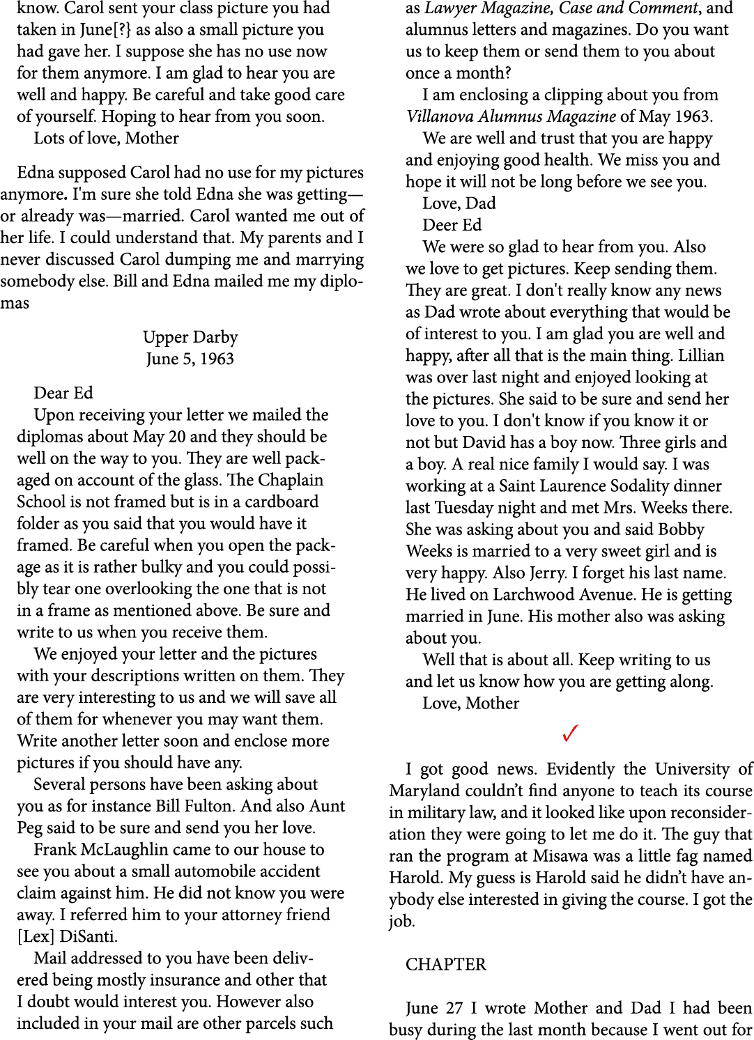 know. Carol sent your class picture you had taken in June[?} as also a small picture you had gave her. I suppose she ...