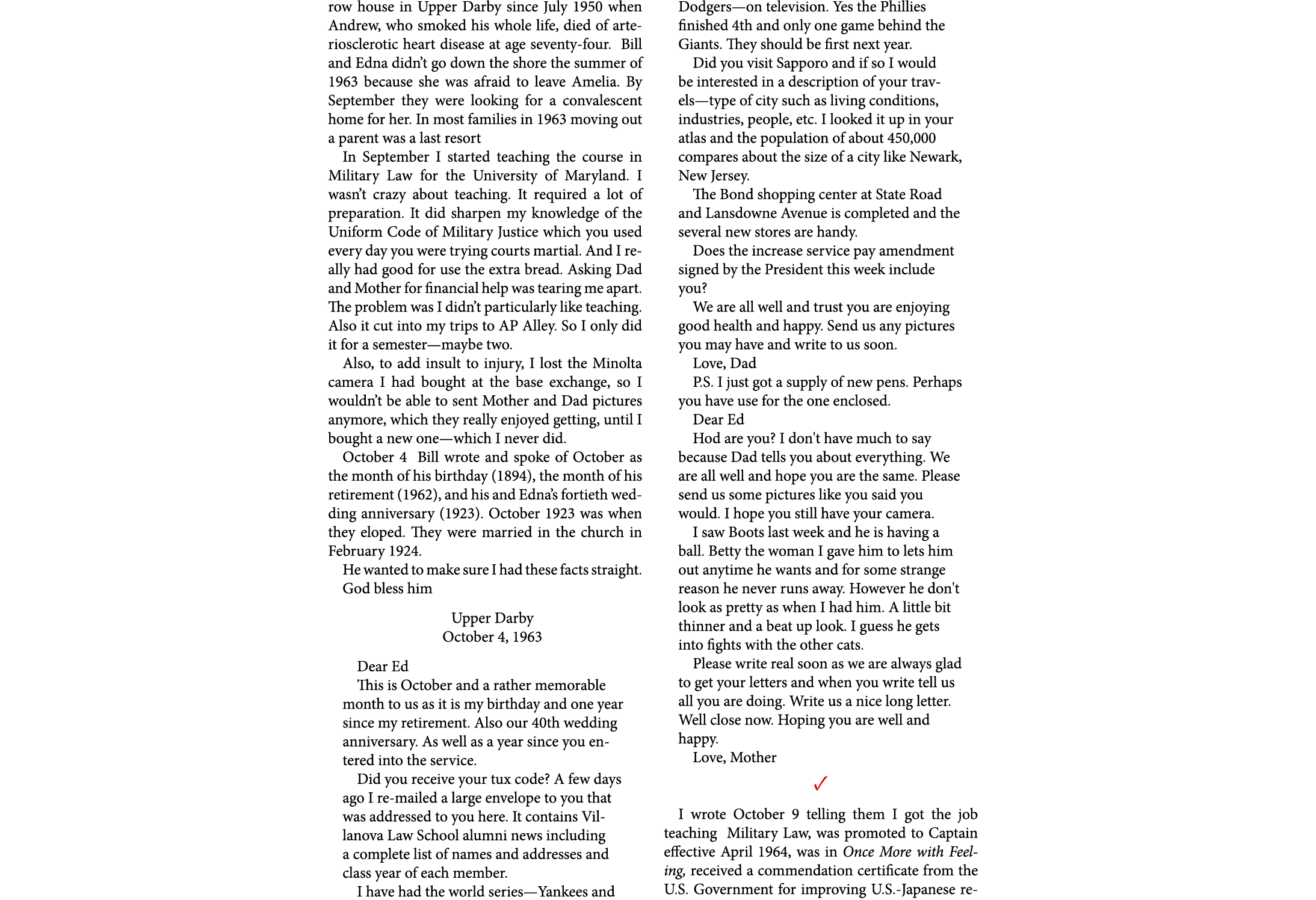 row house in ﻿Upper Darby since July 1950 when Andrew, who smoked his whole life, died of ﻿arteriosclerotic heart dis...