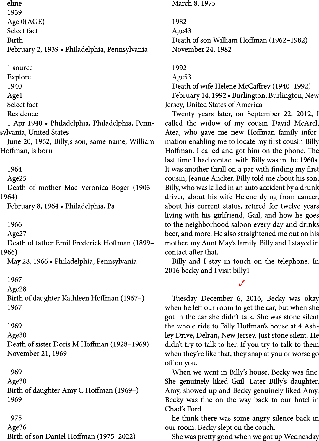 eline 1939 Age 0(AGE) Select fact Birth February 2, 1939 • Philadelphia, Pennsylvania 1 source Explore 1940 Age1 Sele...