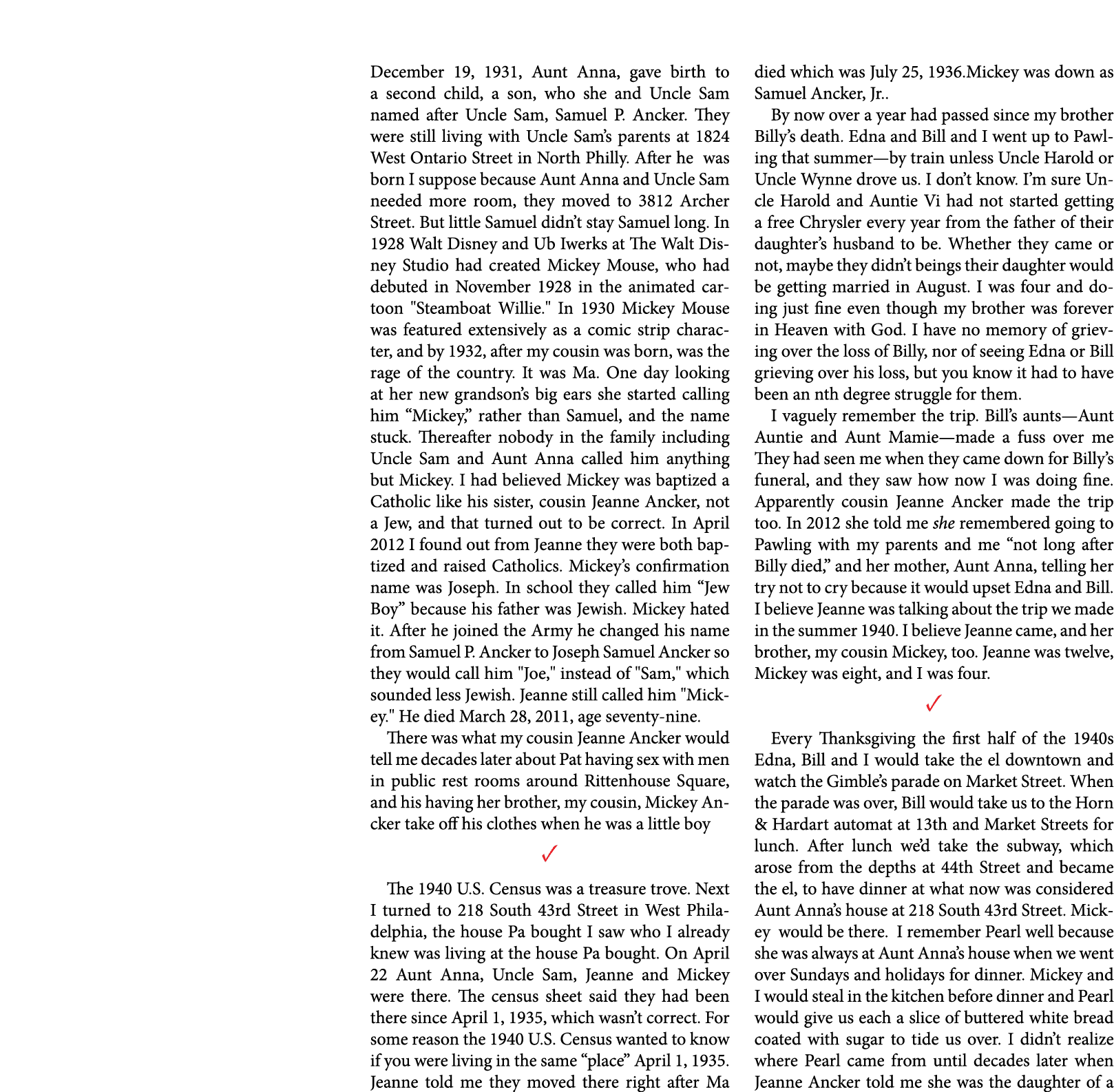 December 19, 1931, Aunt Anna, gave birth to a second child, a son, who she and Uncle Sam named after Uncle Sam, ﻿Samu...