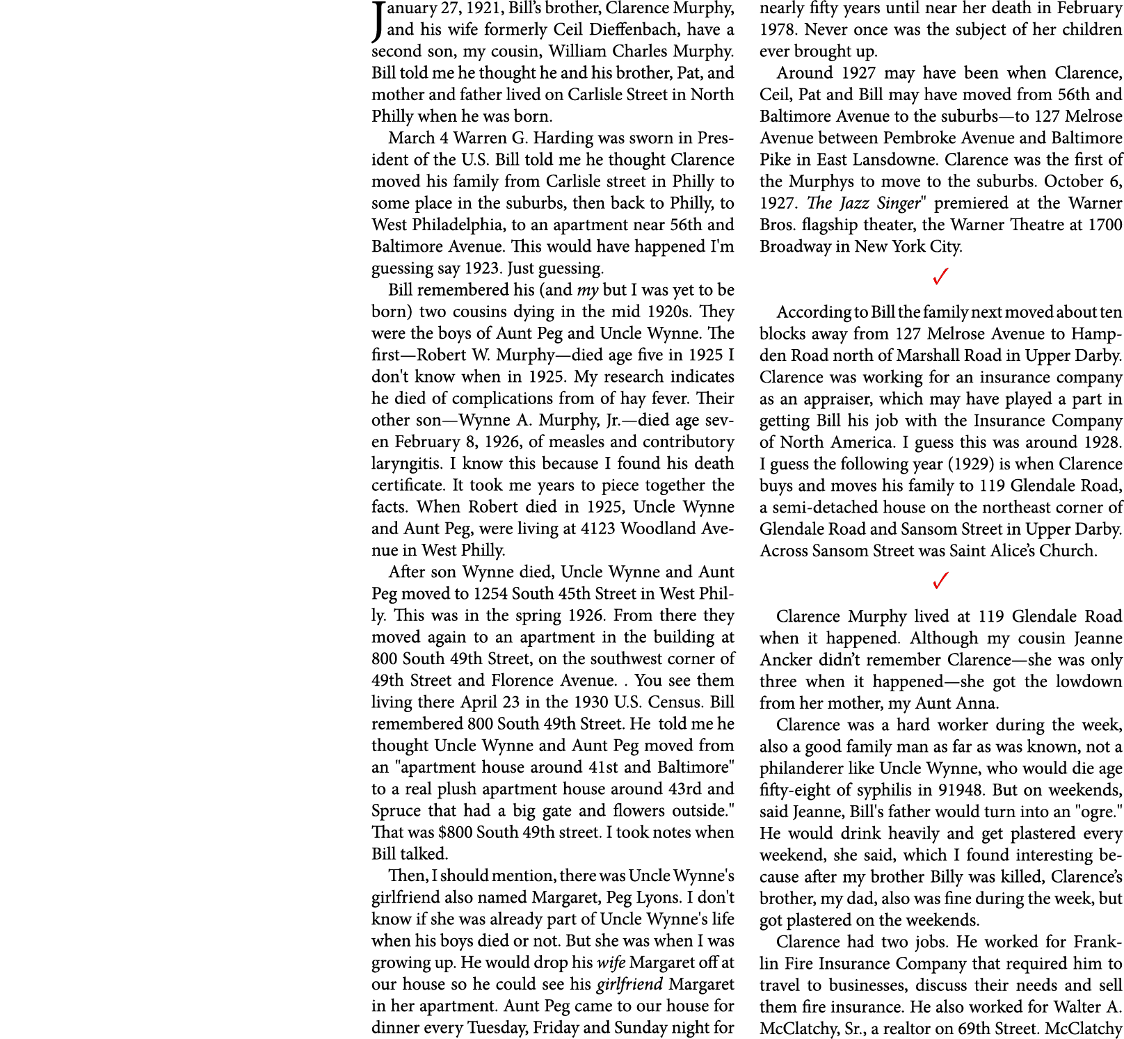 January 27, 1921, Bill’s brother, Clarence Murphy, and his wife formerly ﻿Ceil Dieffenbach, have a second son, my cou...