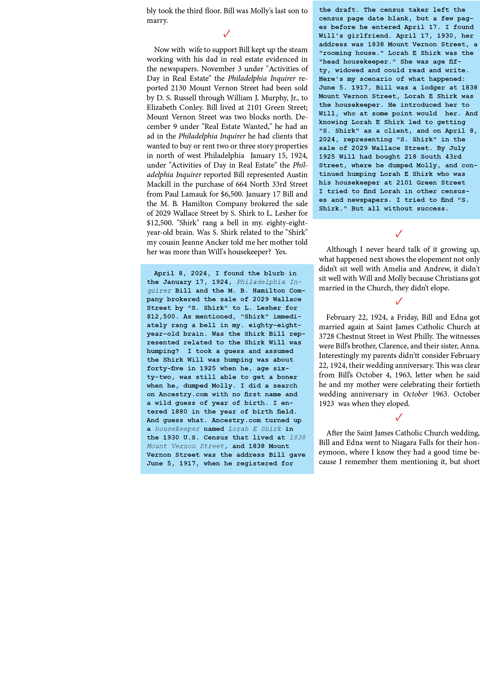 bly took the third floor. Bill was Molly's last son to marry. ✓ Now with wife to support Bill kept up the steam worki...