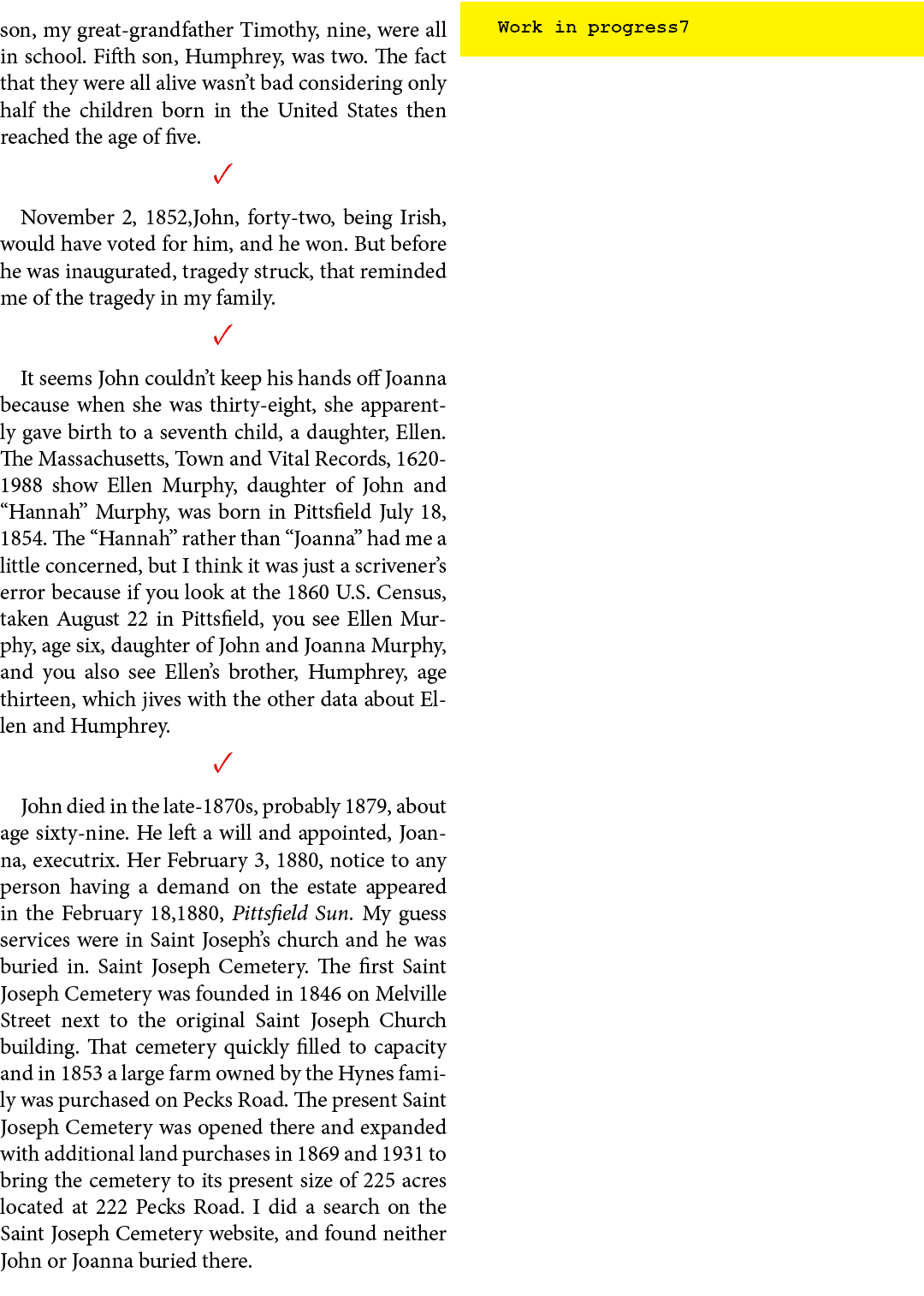 son, my great grandfather Timothy, nine, were all in school. Fifth son, Humphrey, was two. The fact that they were al...