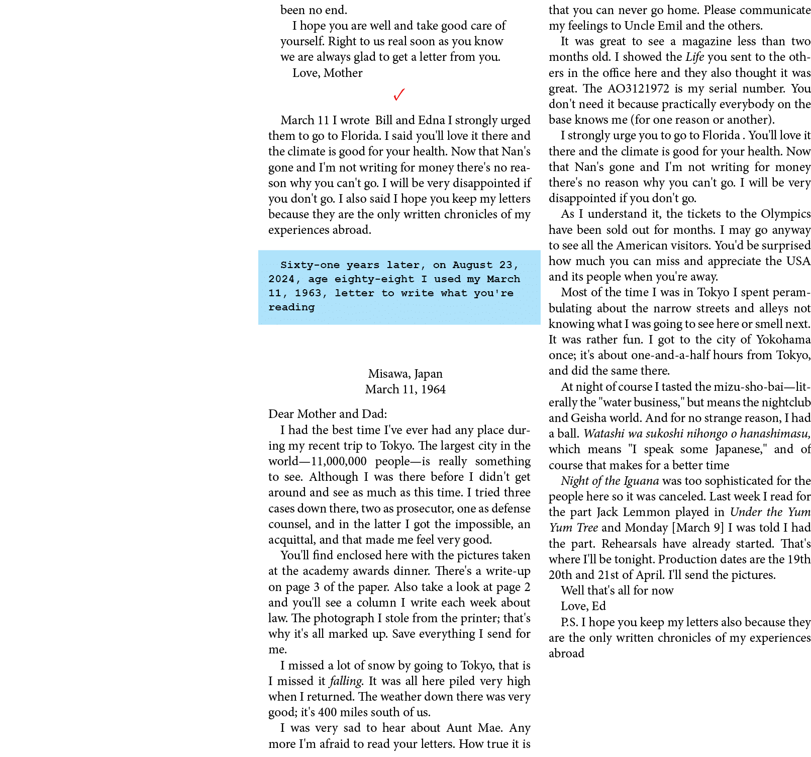 been no end. I hope you are well and take good care of yourself. Right to us real soon as you know we are always glad...