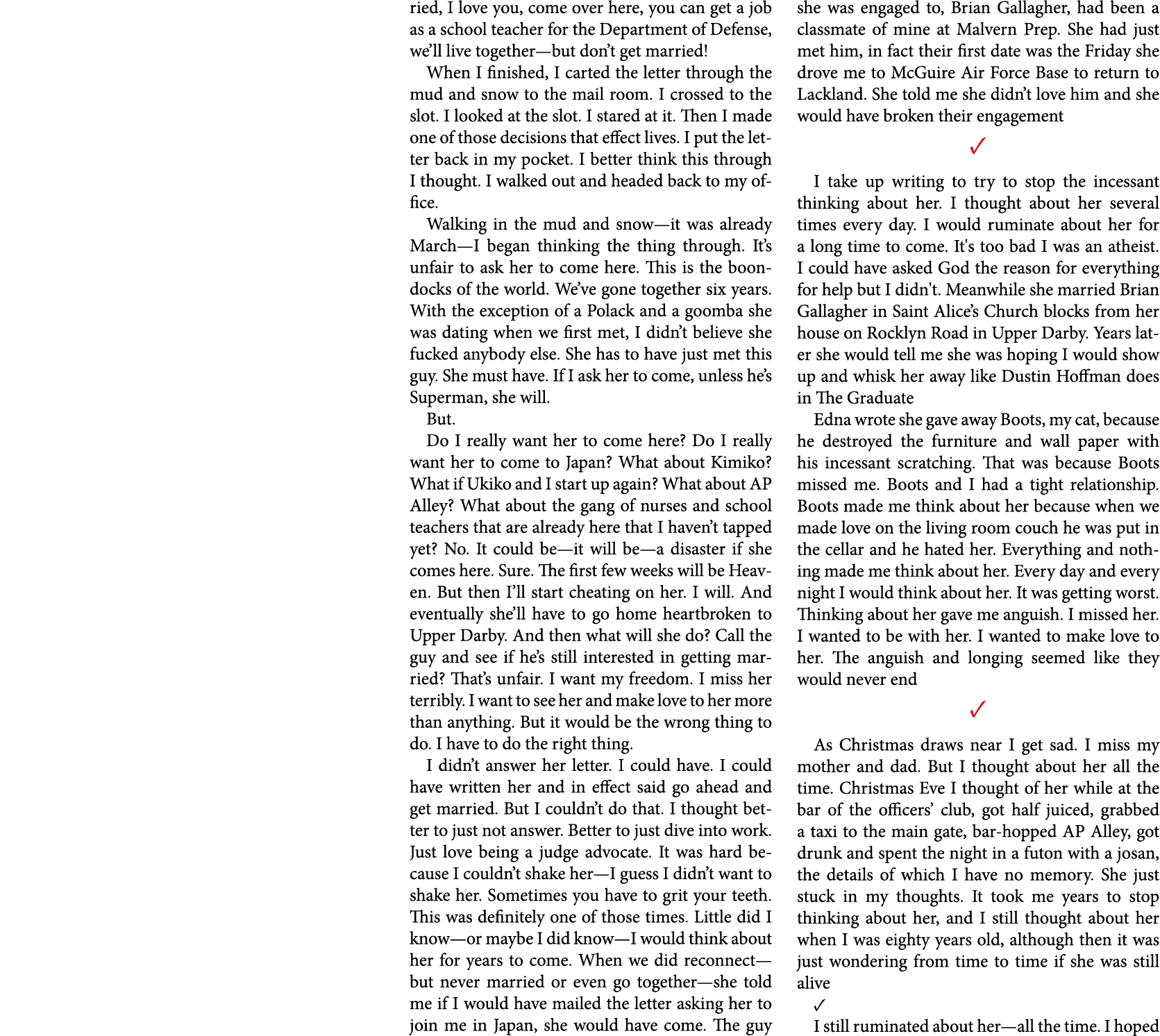 ried, I love you, come over here, you can get a job as a school teacher for the Department of Defense, we’ll live tog...