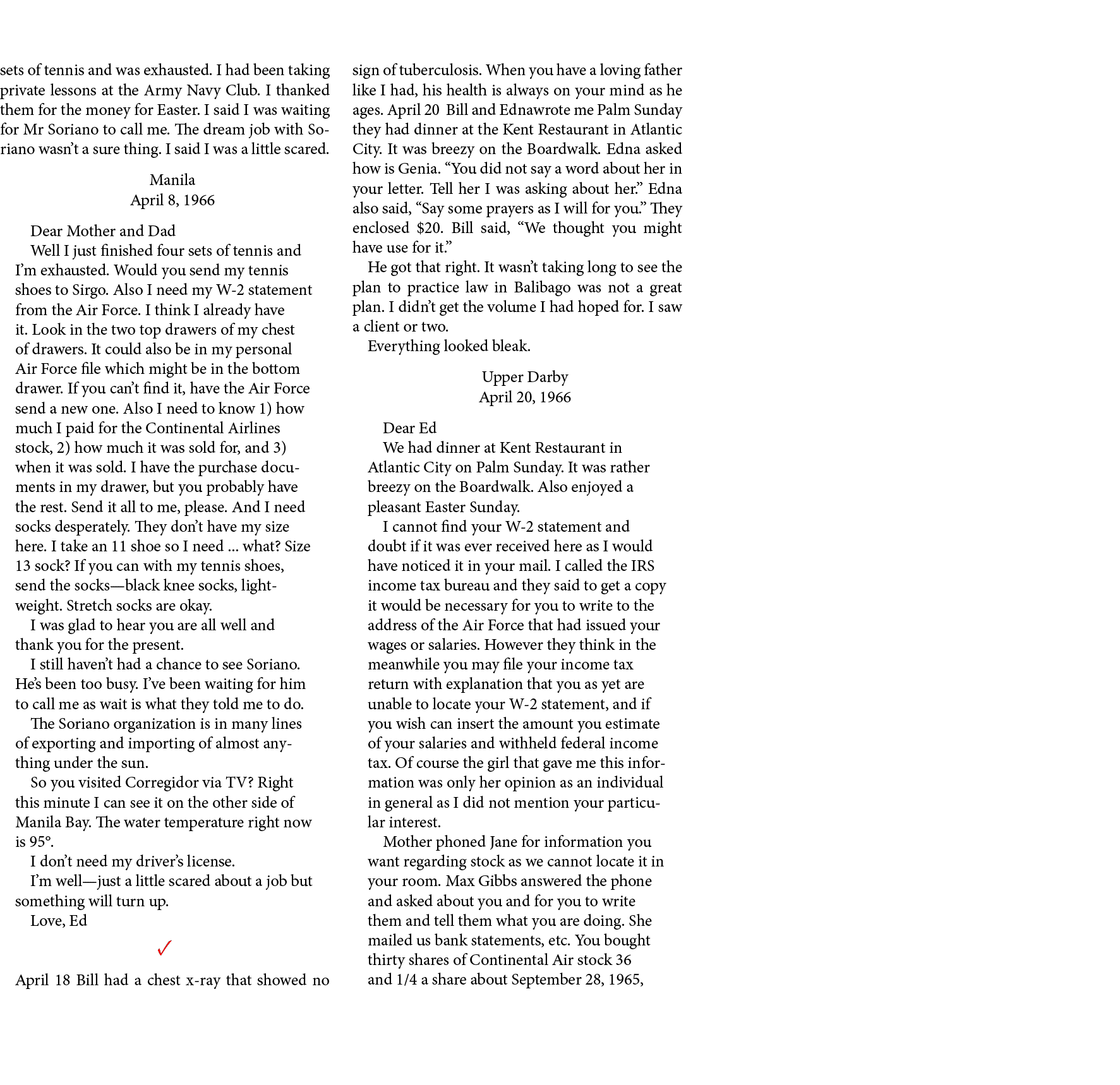 sets of ﻿tennis and was exhausted. I had been taking private lessons at the ﻿﻿Army Navy Club. I thanked them for the ...