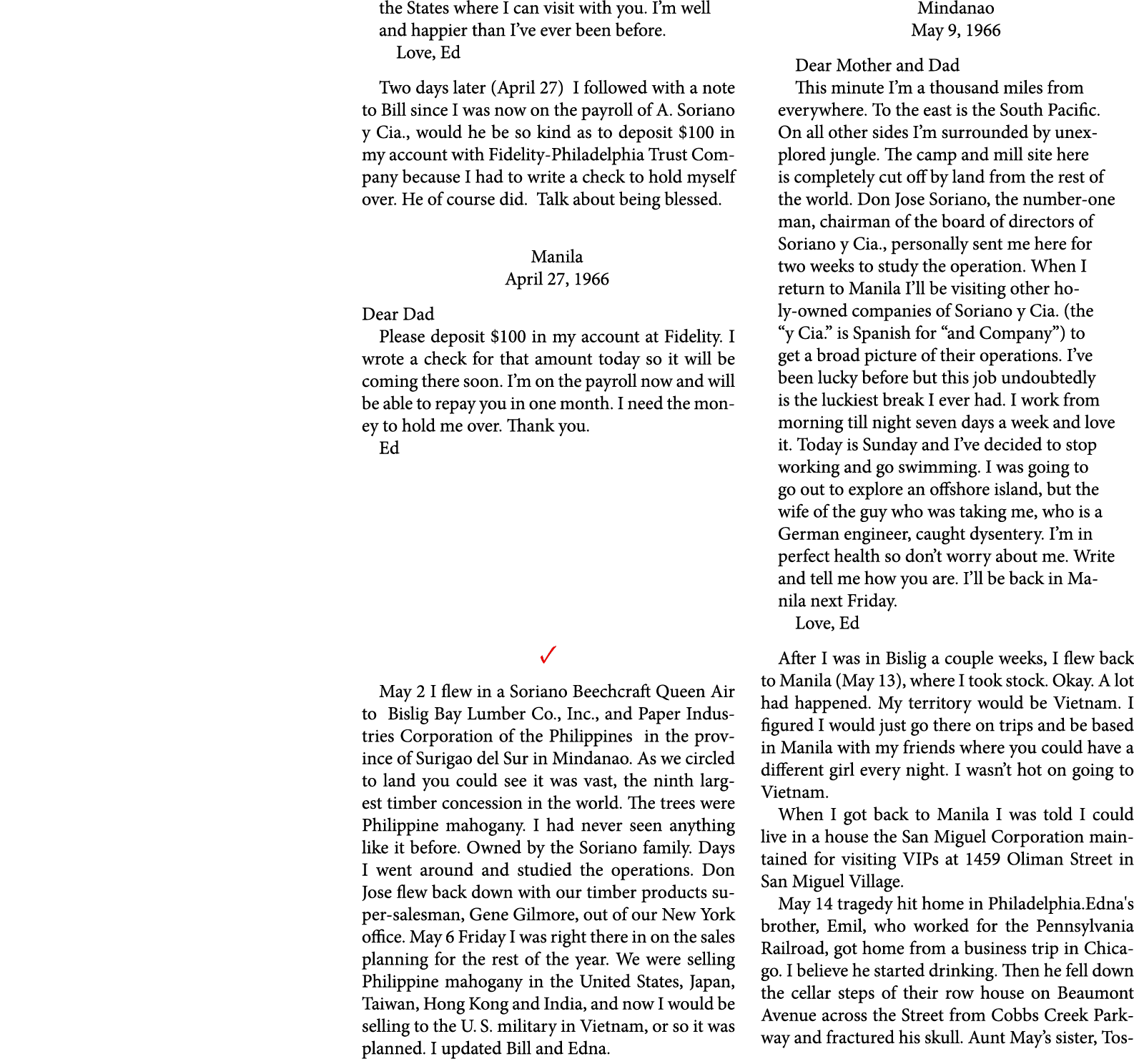 the States where I can visit with you. I’m well and happier than I’ve ever been before. Love, Ed Two days later (Apri...
