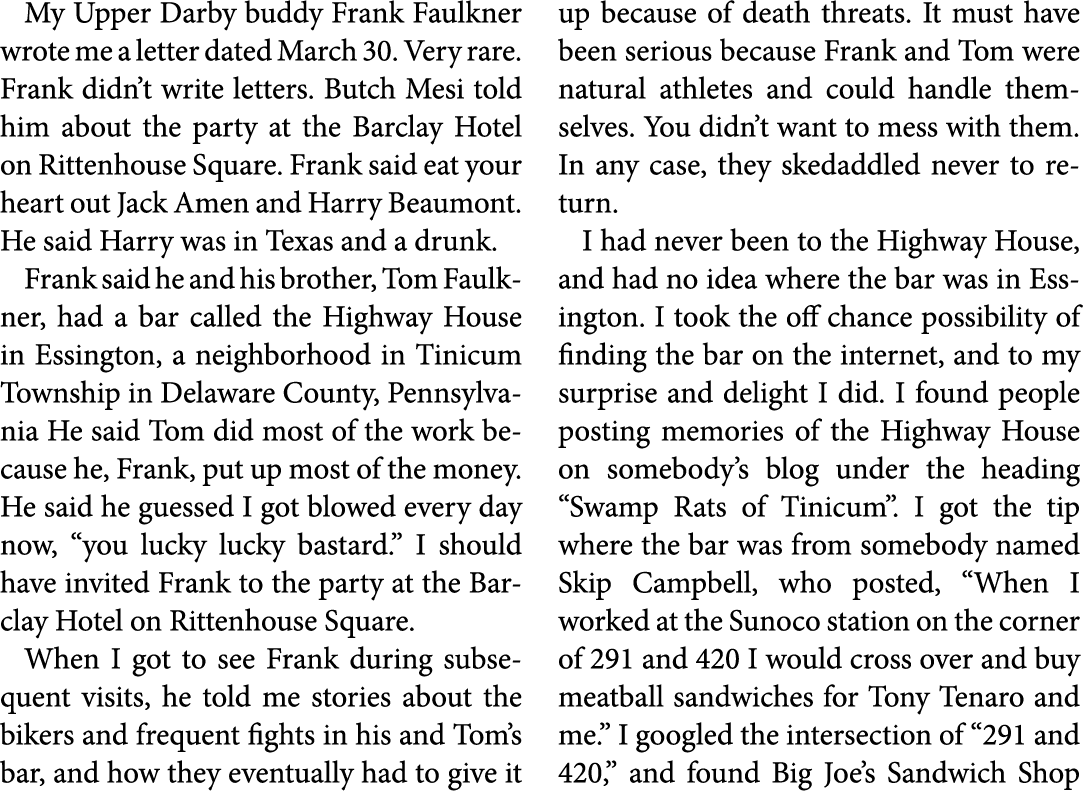 My Upper Darby buddy ﻿Frank Faulkner wrote me a letter dated March 30. Very rare. Frank didn’t write letters. Butch M...