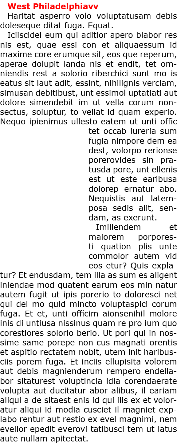 West Philadelphiavv Haritat asperro volo voluptatusam debis doleseque ditat fuga. Equat. Iciiscidel eum qui aditior a...