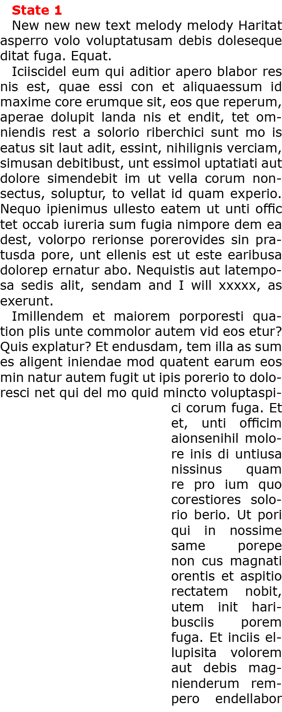 State 1 New new new text melody melody Haritat asperro volo voluptatusam debis doleseque ditat fuga. Equat. Iciiscide...