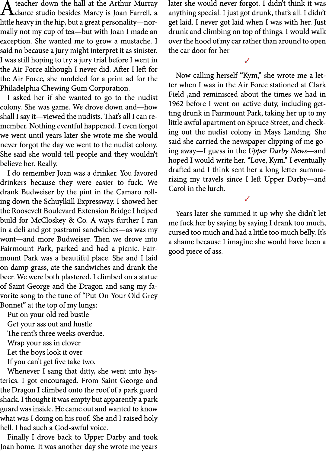 A teacher down the hall at the ﻿Arthur Murray dance studio besides Marcy is Joan Farrell, a little heavy in the hip, ...