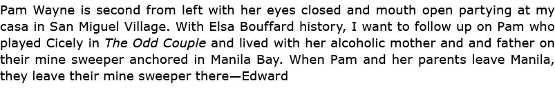 Pam Wayne is second from left with her eyes closed and mouth open partying at my casa in ﻿San Miguel Village. With E...