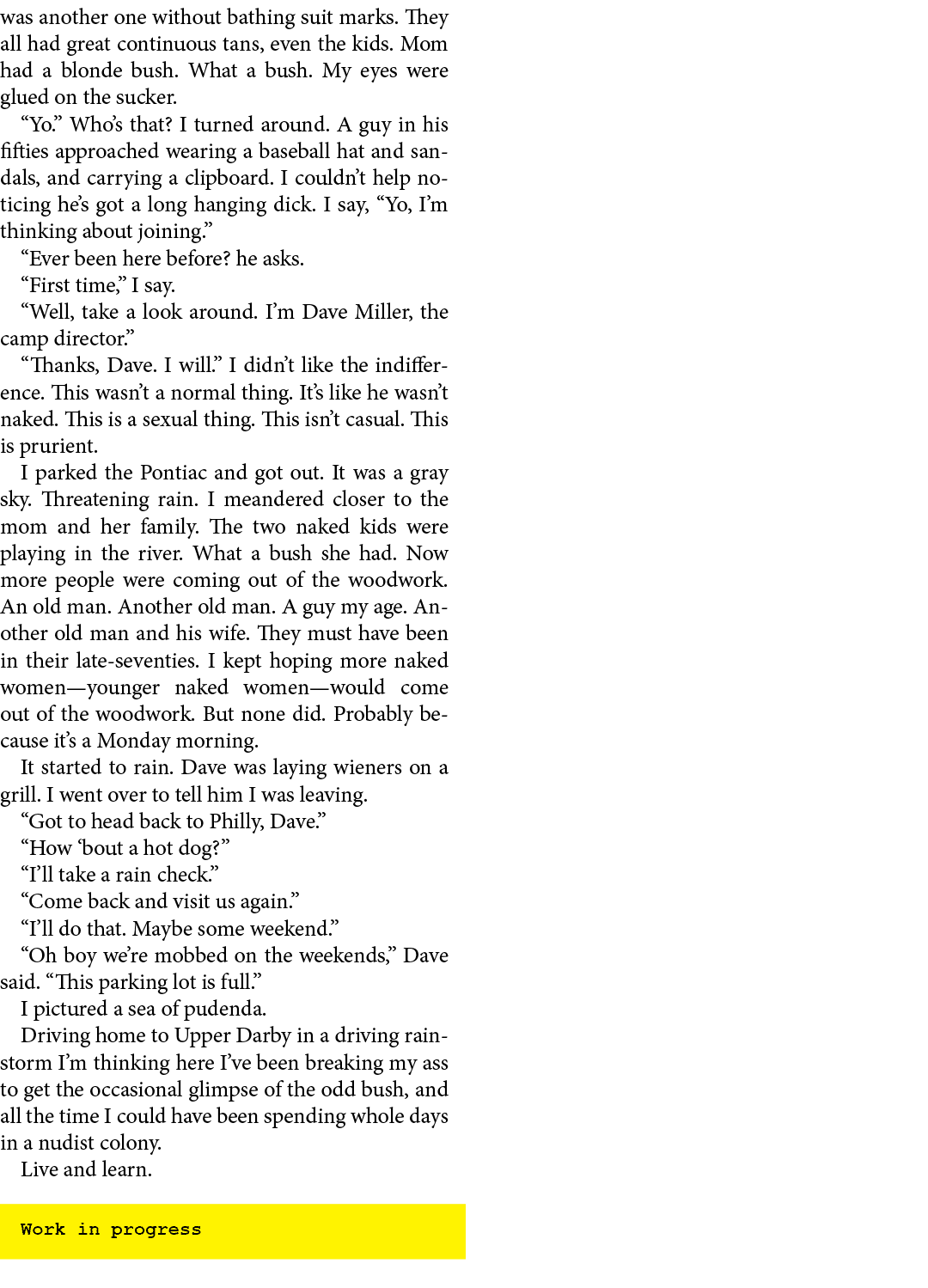 was another one without bathing suit marks. They all had great continuous tans, even the kids. Mom had a blonde bush....