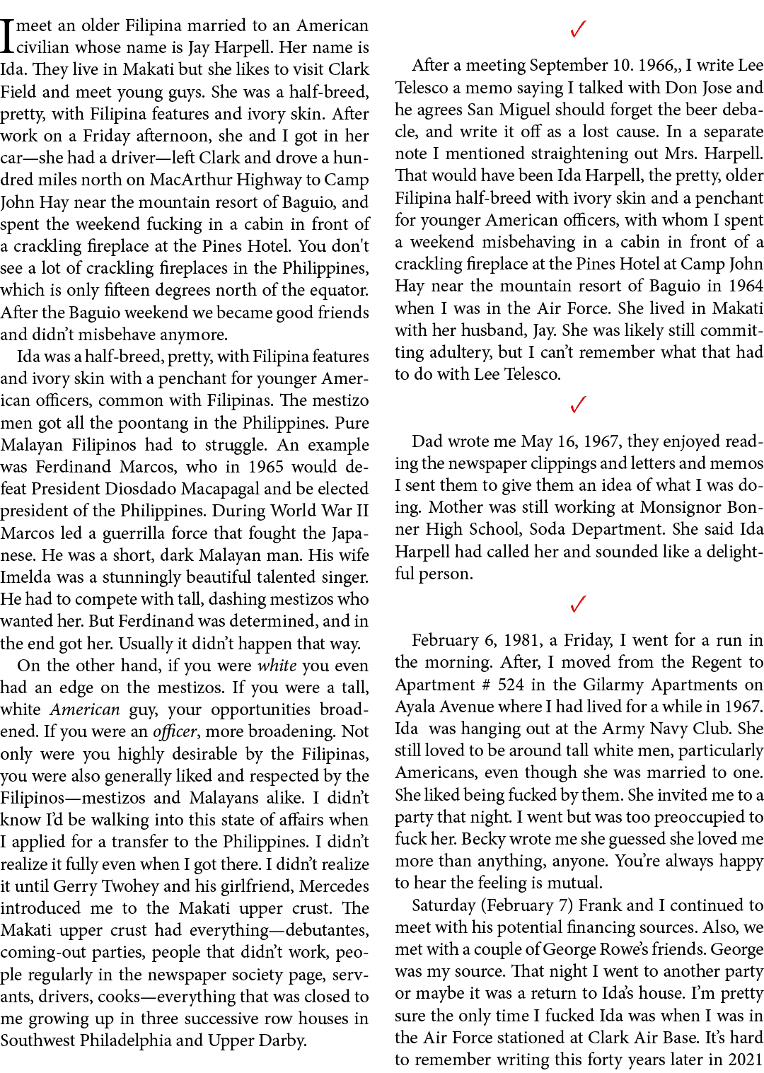 I meet an older Filipina married to an American civilian whose name is Jay Harpell. Her name is Ida. They live in ﻿Ma...