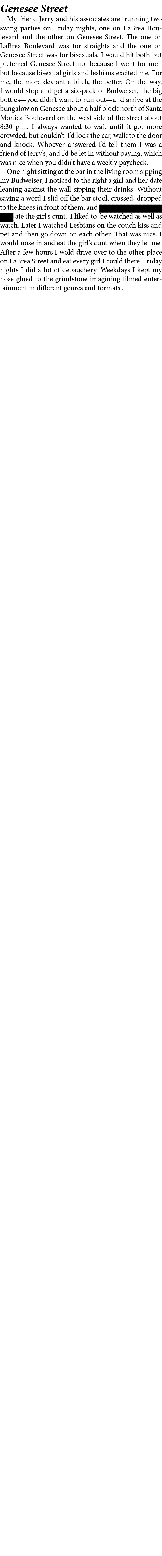 Genesee Street My friend Jerry and his associates are running two swing parties on Friday nights, one on LaBrea Boule...