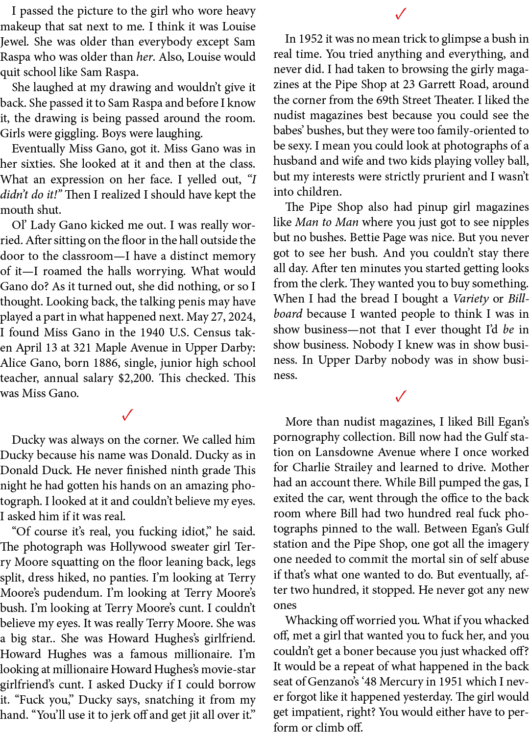 I passed the picture to the girl who wore heavy makeup that sat next to me. I think it was Louise Jewel. She was olde...