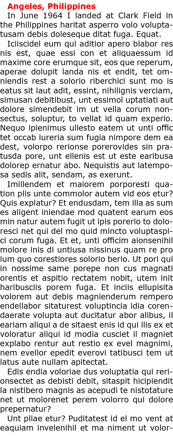 Angeles, Philippines In June 1964 I landed at Clark Field in the Philippines haritat asperro volo voluptatusam debis ...