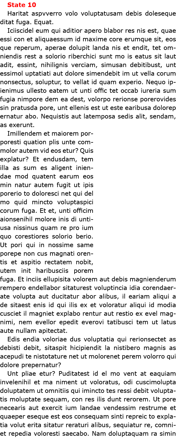 State 10 Haritat aspvverro volo voluptatusam debis doleseque ditat fuga. Equat. Iciiscidel eum qui aditior apero blab...