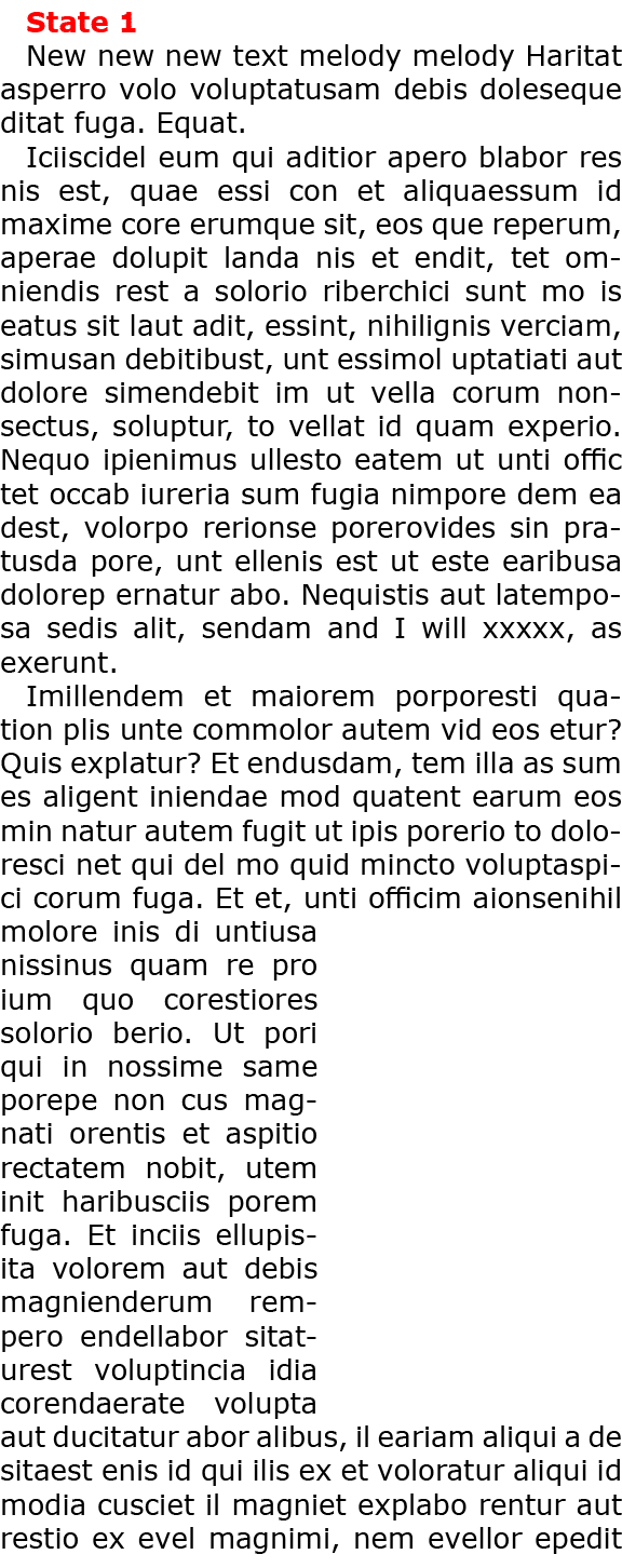 State 1 New new new text melody melody Haritat asperro volo voluptatusam debis doleseque ditat fuga. Equat. Iciiscid...