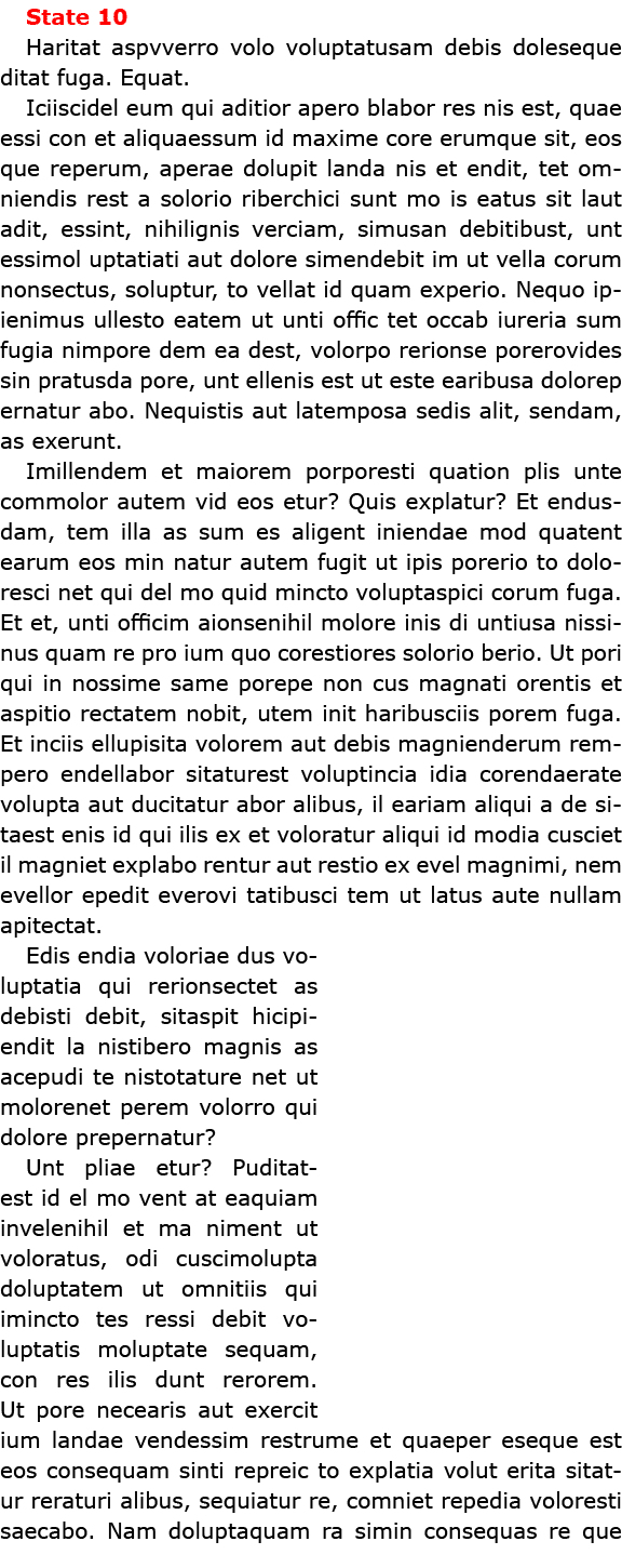 State 10 Haritat aspvverro volo voluptatusam debis doleseque ditat fuga. Equat. Iciiscidel eum qui aditior apero bla...